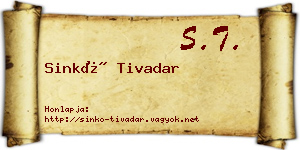 Sinkó Tivadar névjegykártya