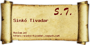 Sinkó Tivadar névjegykártya